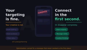 Ad creative ignored despite good targeting; message must hook instantly or be skipped