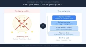 Third-party cookies vs first-party data marketing comparison graphic