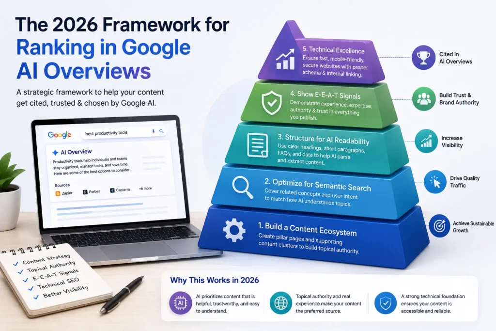 5-step framework for ranking in Google AI Overviews in 2026