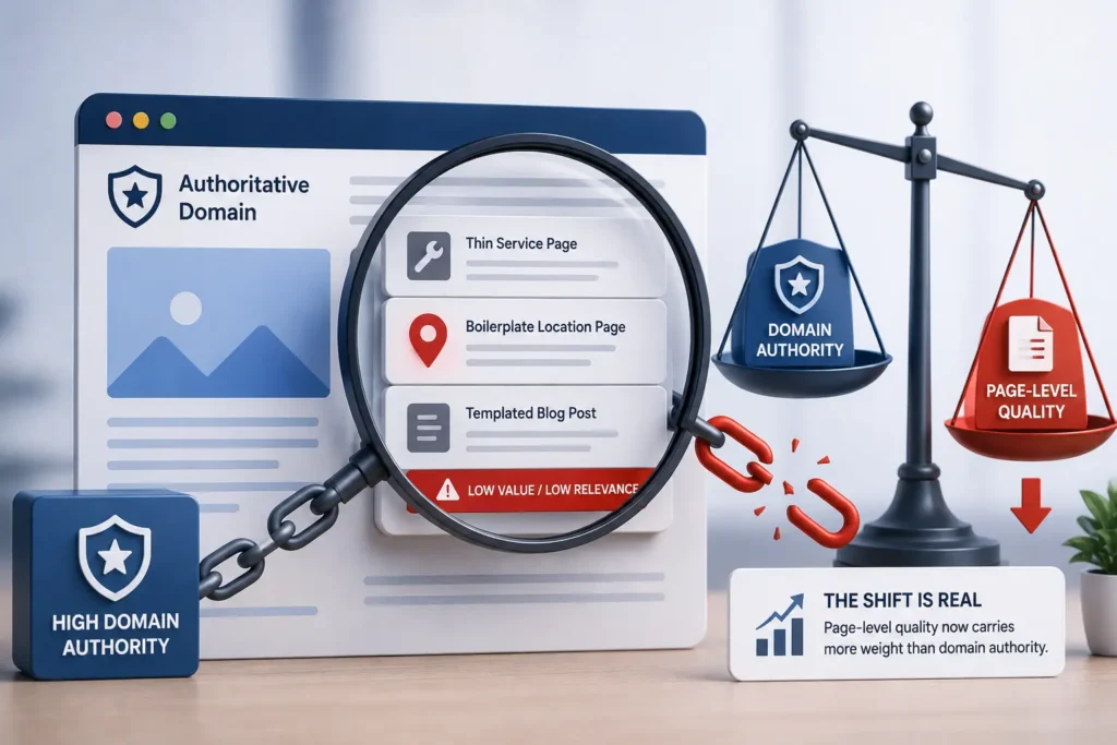 Page-level quality outweighs domain authority in Google 2026 SEO rankings
