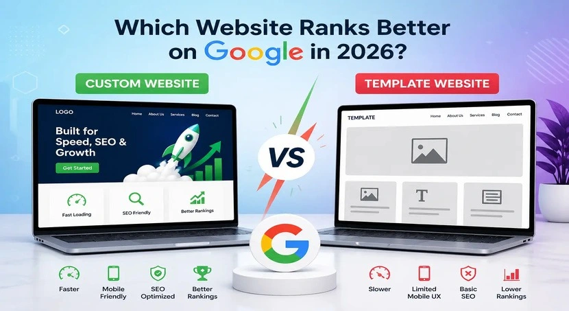 Custom website beats template on Google rankings, speed, and mobile UX