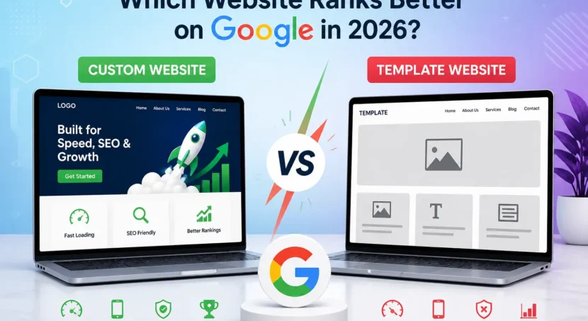 Custom website beats template on Google rankings, speed, and mobile UX
