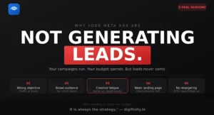 Meta ads not generating leads infographic showing 5 common lead generation mistakes