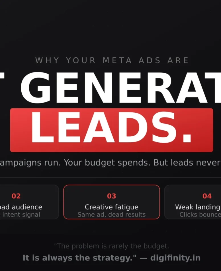 Meta ads not generating leads infographic showing 5 common lead generation mistakes