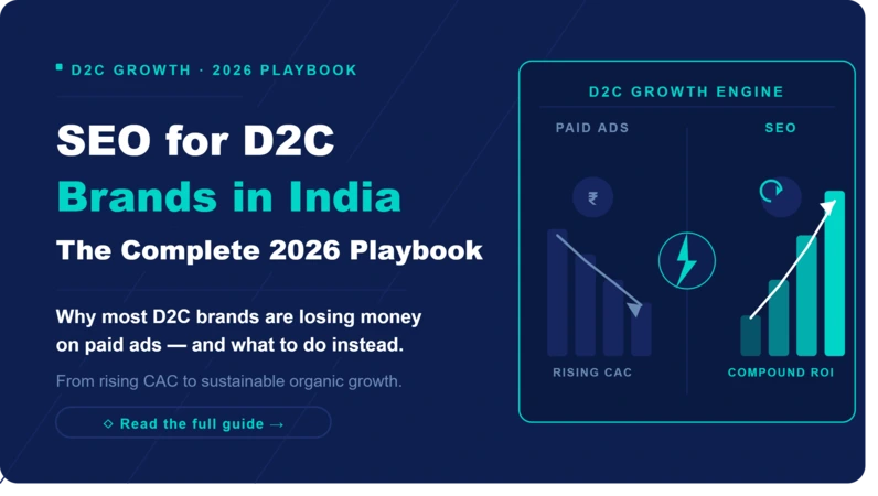 SEO for D2C brands in India Complete 2026 playbook cover image