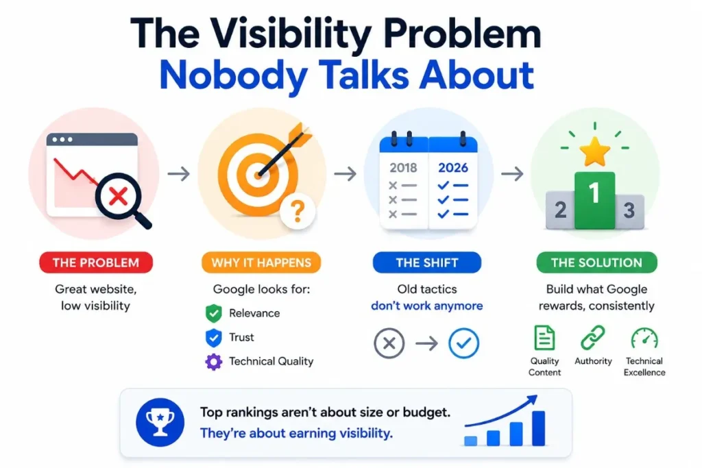 The visibility problem - Google ranking factors relevance trust technical quality