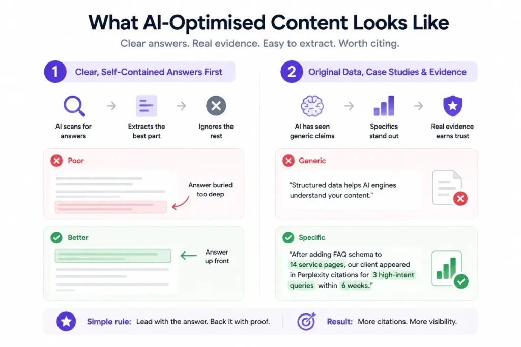What AI optimised content looks like – clear answers and original data for citations