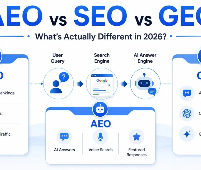 AEO vs SEO vs GEO — what's actually different in 2026 explained