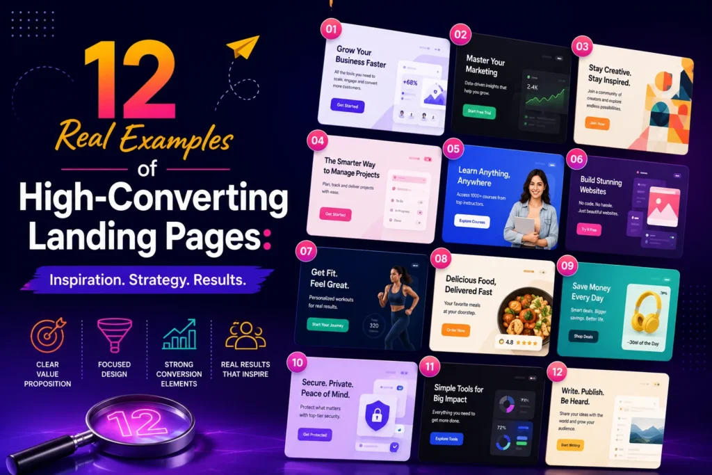 12 real examples of high-converting landing pages with design strategies