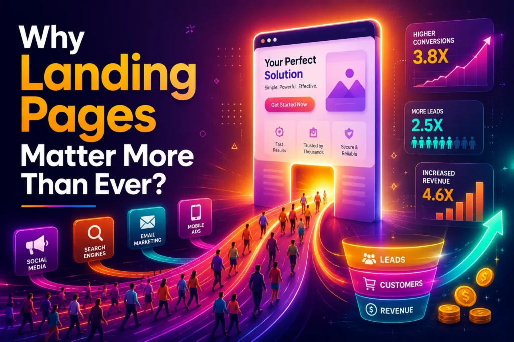 Why landing pages matter: 3.8x conversions, 2.5x leads, 4.6x revenue stats