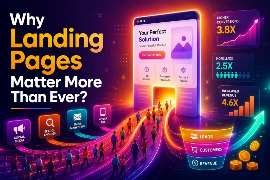 Why landing pages matter: 3.8x conversions, 2.5x leads, 4.6x revenue stats