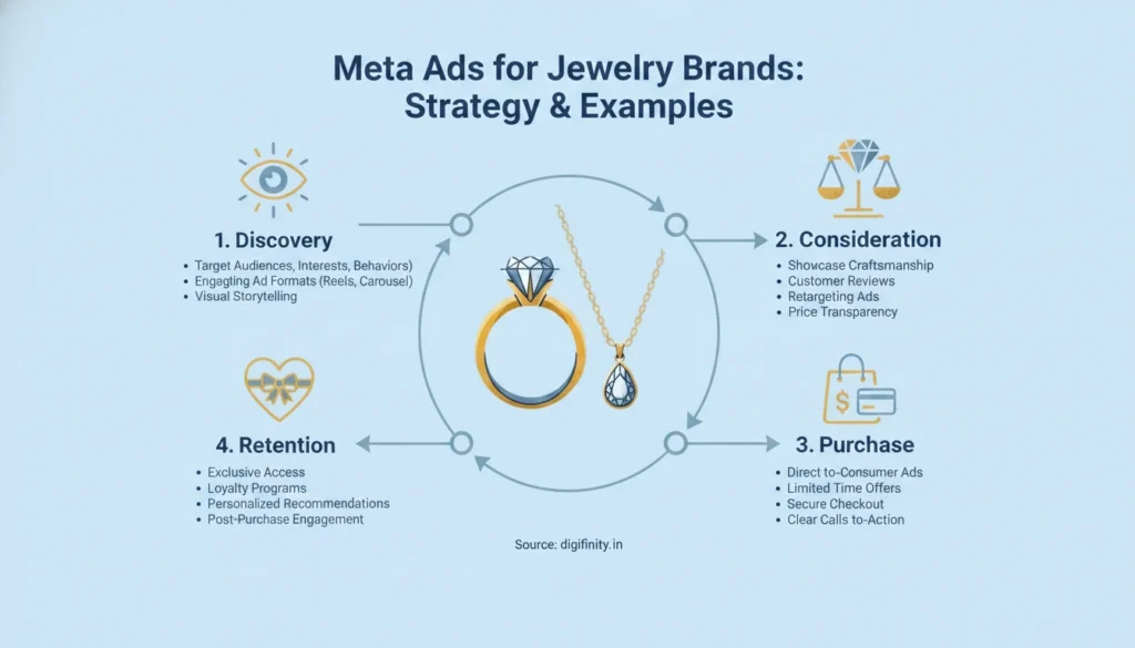 Real-world Meta ad examples for bridal, gold investment and diamond jewellery