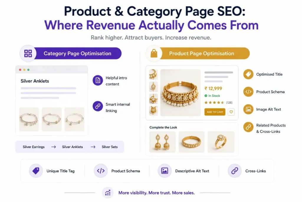 Product and category page SEO optimisation for jewellery brands
