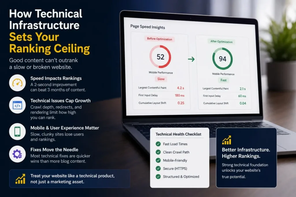 How technical infrastructure sets your website's SEO ranking ceiling
