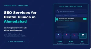 SEO services for dental clinics in Ahmedabad hero banner with local 3-pack