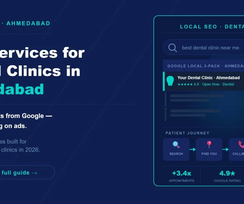 SEO services for dental clinics in Ahmedabad hero banner with local 3-pack