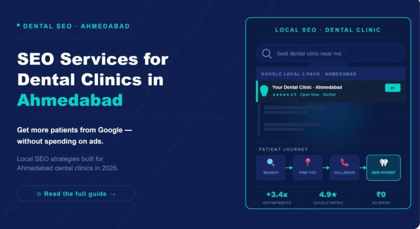 SEO services for dental clinics in Ahmedabad hero banner with local 3-pack