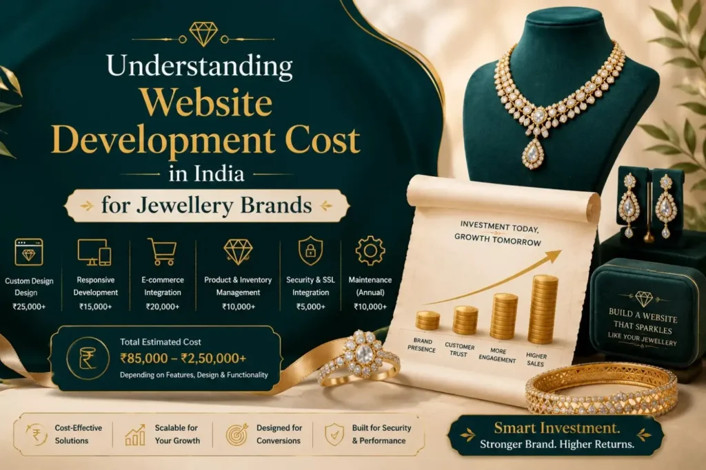 Jewellery website development cost breakdown for Indian brands with price chart