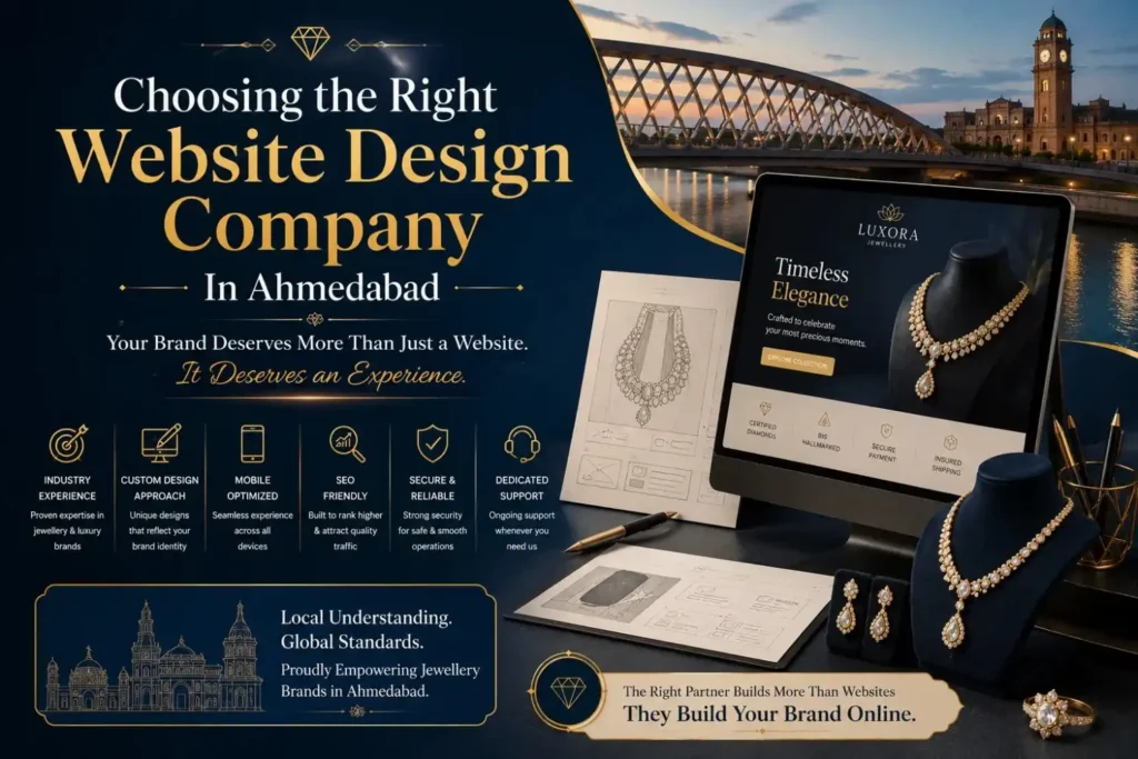 Jewellery brand website design services in Ahmedabad shown on desktop screen