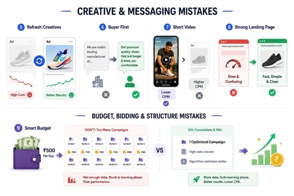 Meta Ads creative, budget and bidding mistakes Indian businesses make