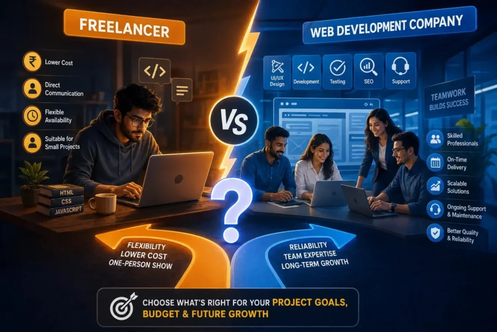 Freelancer vs web development company comparison for website projects