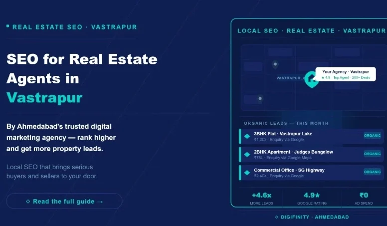 SEO for real estate agents in Vastrapur by Digifinity, Ahmedabad digital marketing agency