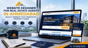 Real estate website design service in Ahmedabad shown on laptop and mobile