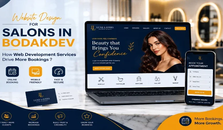 Website design services for salons in Bodakdev showing online booking demo