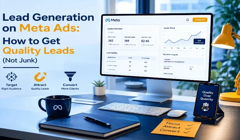 Lead Generation on Meta Ads: How to Get Quality Leads dashboard on desk setup