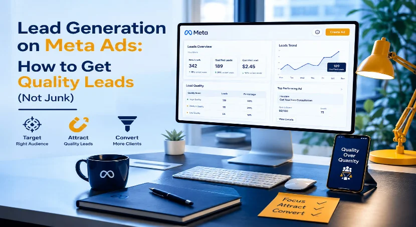 Lead Generation on Meta Ads: How to Get Quality Leads dashboard on desk setup