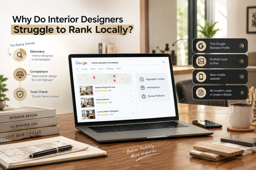Why interior designers struggle to rank locally in Ahmedabad Google search results