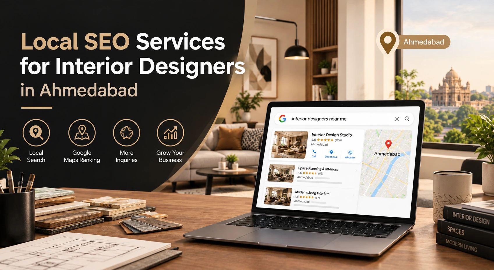 Local SEO services for interior designers in Ahmedabad – Google Maps search results