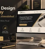 CA firm website mockup on desktop screen with trust and growth icons