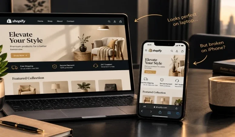 Shopify store looking perfect on a laptop but appearing broken on an iPhone