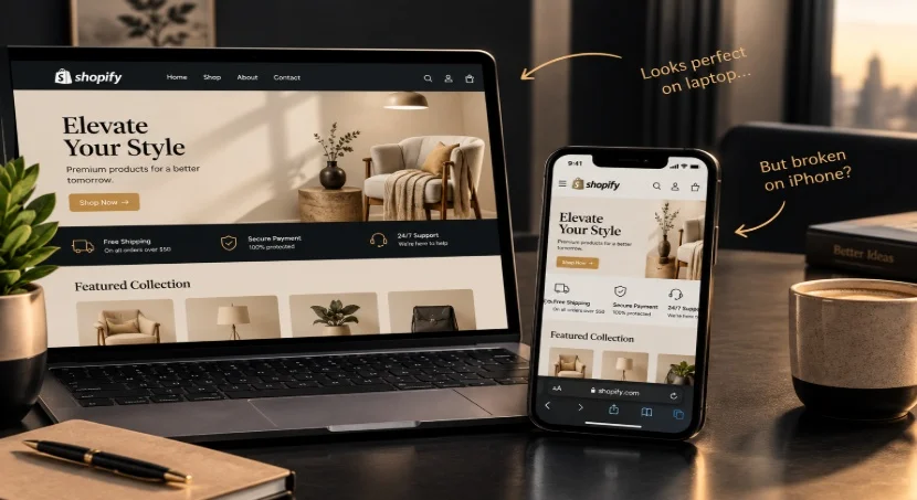 Shopify store looking perfect on a laptop but appearing broken on an iPhone