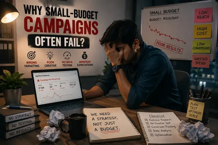 Why small-budget ad campaigns fail: wrong targeting, poor creative, no testing
