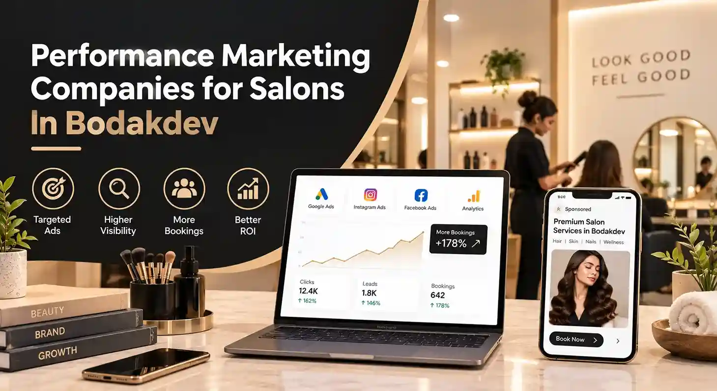 Performance marketing companies for salons in Bodakdev showing ads, analytics and bookings