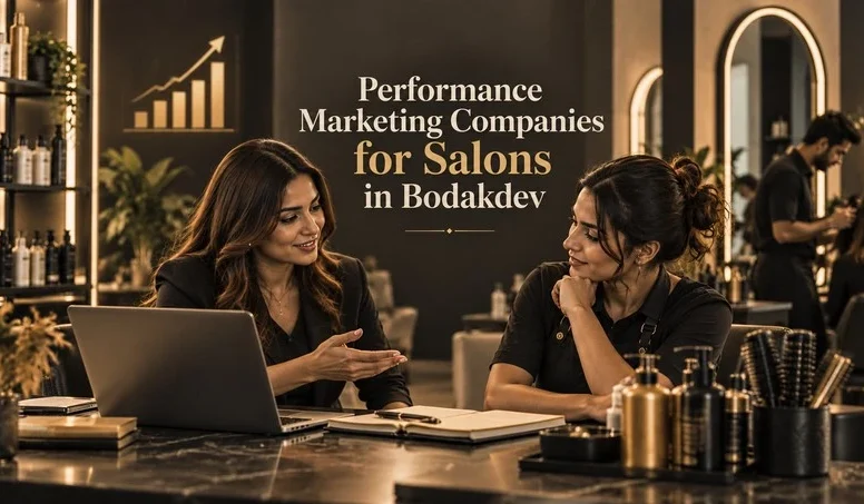 Two women discussing performance marketing strategy for a salon in Bodakdev